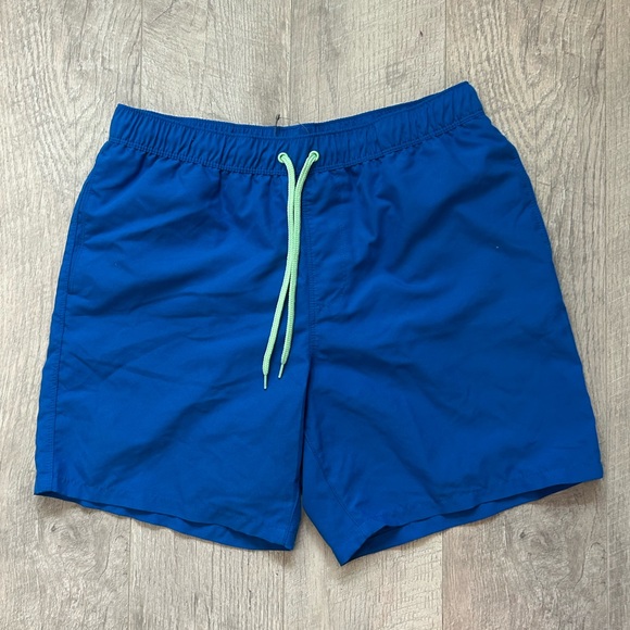 ASOS Royal Blue Swim Trunks with Lime Drawstring Sz Med - Picture 1 of 7